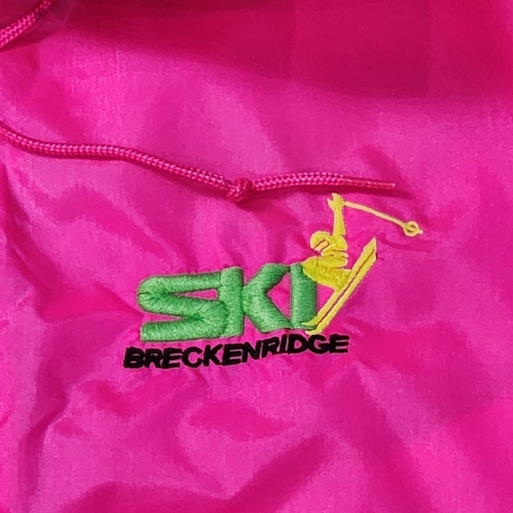 VINTAGE RARE NEON PINK HOTSTUF 80' 90'S SKI BRECKENRIDGE UNISEX PULLOVER JACKET - Picture 2 of 9